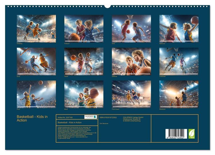 Produktbild: Basketball - Kids in Action (hochwertiger Premium Wandkalender 2026 DIN A2 quer), Kunstdruck in Hochglanz