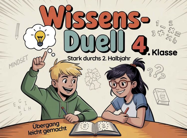 Produktbild: Wissens-Duell-Buch 4. Klasse: Mathe, Deutsch, Englisch, Wissen & R&auml;tsel - stark und spielerisch durchs 2. Halbjahr