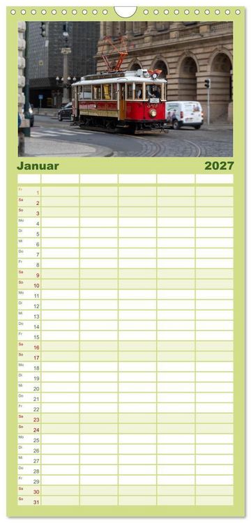 Produktbild: Familienplaner 2027 - Stra&szlig;enbahnklassiker auf Schienen mit 5 Spalten (Wandkalender, 21 x 45 cm) CALVENDO