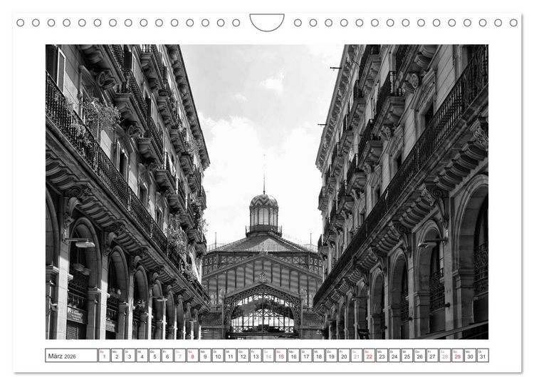 Produktbild: Barcelona Photografien in Schwarz / Wei&szlig; (Wandkalender 2026 DIN A4 quer), CALVENDO Monatskalender