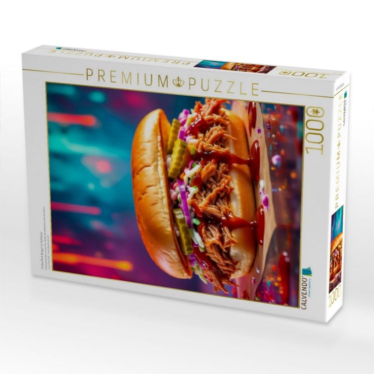 Produktbild: CALVENDO Puzzle Pulled Pork Burger im Farbfeuer | 1000 Teile Lege-Gr&ouml;&szlig;e 64x48cm Foto-Puzzle f&uuml;r gl&uuml;ckliche Stunden