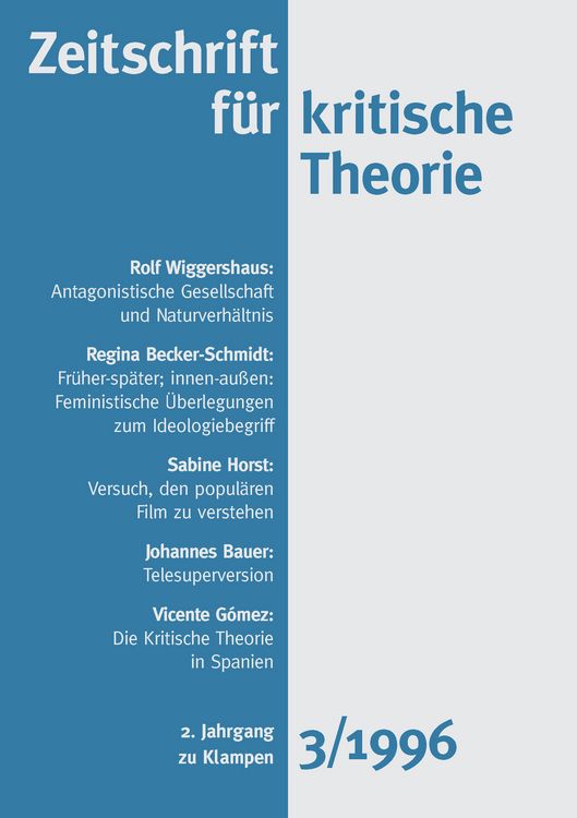 Produktbild: Zeitschrift f&uuml;r kritische Theorie / Zeitschrift f&uuml;r kritische Theorie, Heft 3 (1996)