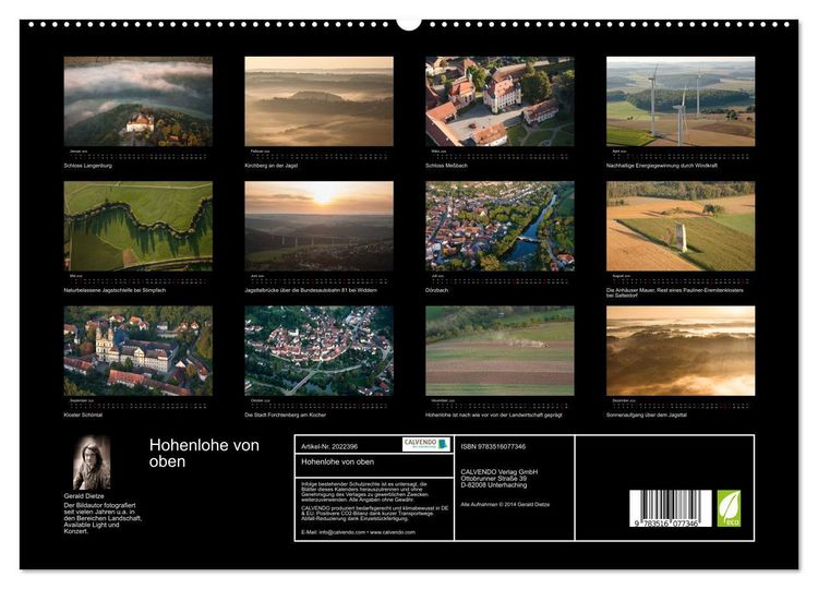 Produktbild: Hohenlohe von oben (hochwertiger Premium Wandkalender 2026 DIN A2 quer), Kunstdruck in Hochglanz