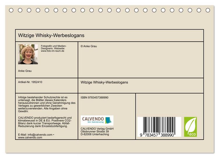 Produktbild: Witzige Whisky-Werbeslogans (Tischkalender 2026 DIN A5 quer), CALVENDO Monatskalender