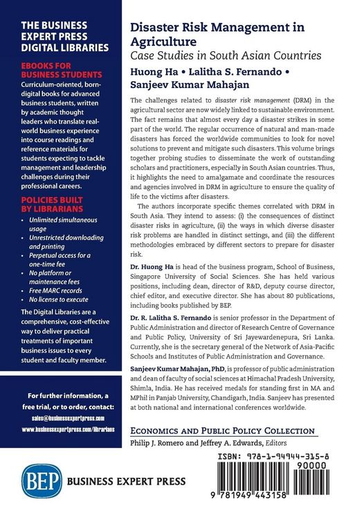 Produktbild: Disaster Risk Management in Agriculture