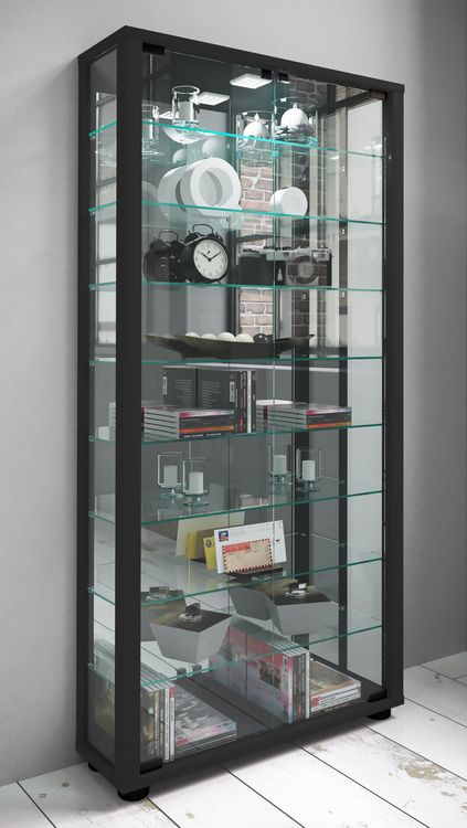 Produktbild: Glas Stand Vitrine Sammelvitrine Lumo Maxi Spiegel
