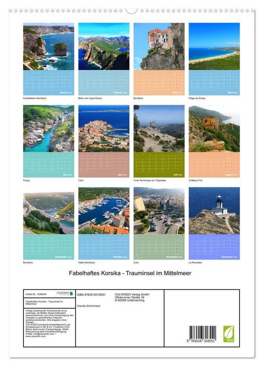 Produktbild: Fabelhaftes Korsika - Trauminsel im Mittelmeer (hochwertiger Premium Wandkalender 2026 DIN A2 hoch), Kunstdruck in Hochglanz