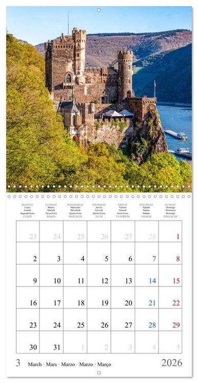 Produktbild: German castles and palaces on the Upper Middle Rhine Part One (Wall Calendar 2026 12 &times; 12 Inch) CALVENDO 12 Month Wall Calendar