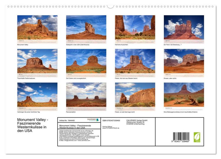 Produktbild: Monument Valley - Faszinierende Westernkulisse in den USA (hochwertiger Premium Wandkalender 2026 DIN A2 quer), Kunstdruck in Hochglanz