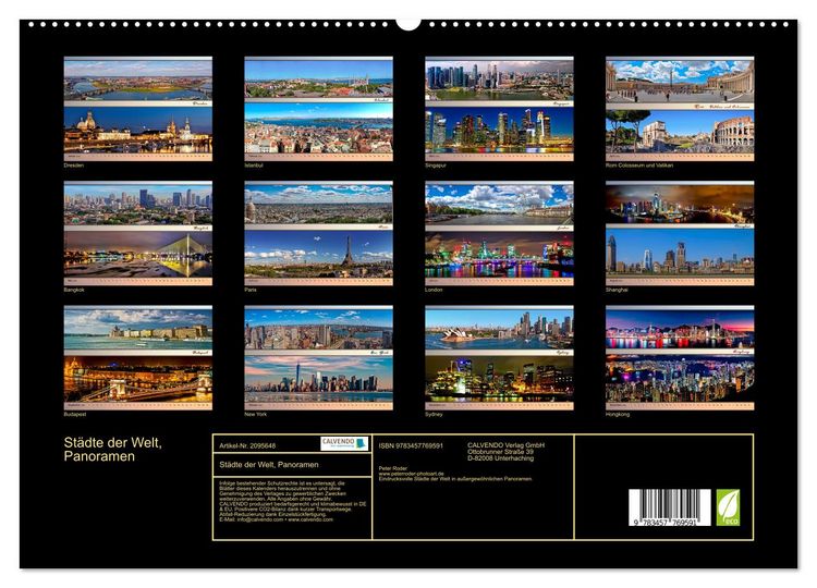 Produktbild: St&auml;dte der Welt, Panoramen (hochwertiger Premium Wandkalender 2026 DIN A2 quer), Kunstdruck in Hochglanz
