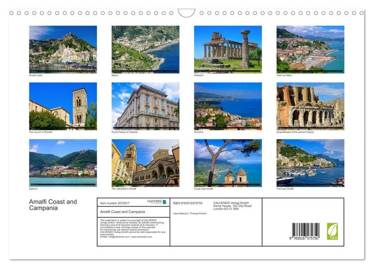 Produktbild: Amalfi Coast and Campania (Wall Calendar 2026 DIN A3 landscape), CALVENDO 12 Month Wall Calendar