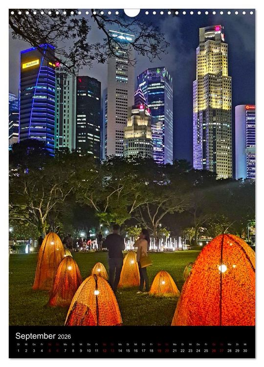 Produktbild: Singapur - Faszinierende Lichterwelt Marina Bay (Wandkalender 2026 DIN A3 hoch), CALVENDO Monatskalender