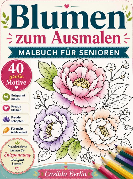 Produktbild: Blumen zum Ausmalen - Malbuch f&uuml;r Senioren