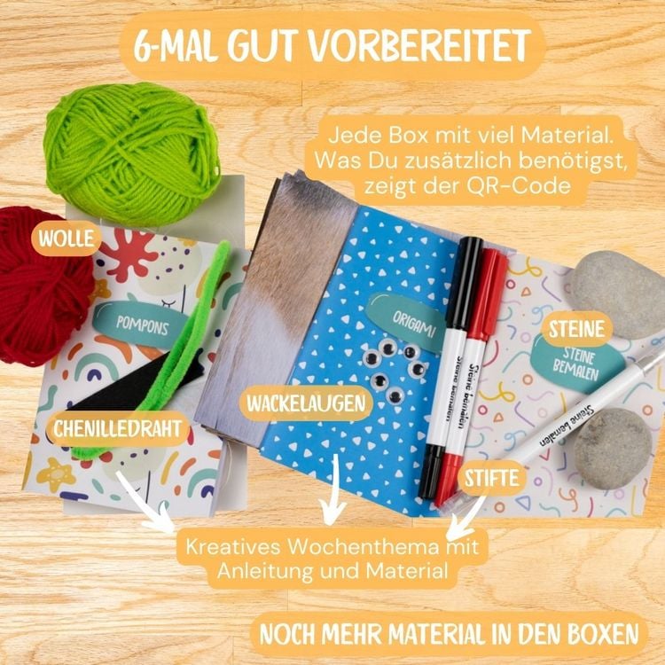 Produktbild: Die Ferien-Bastelbox: Hurra, es sind Ferien! Der ultimative Kreativspa&szlig; f&uuml;r jede Ferienwoche
