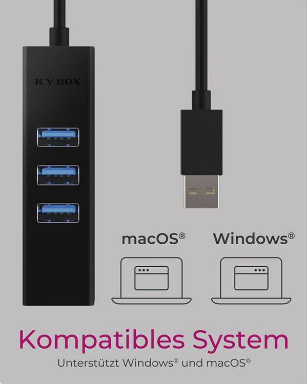 Produktbild: RAIDSONIC ICY BOX USB 3.0 HUB & LAN Adapter