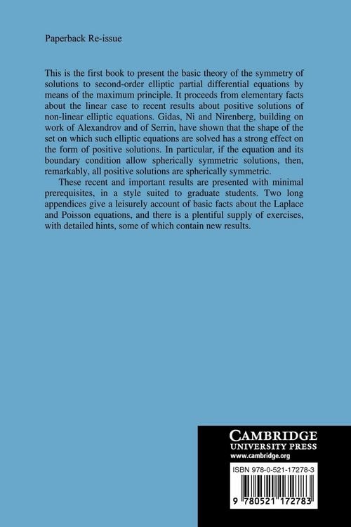 Produktbild: An Introduction to Maximum Principles and Symmetry in Elliptic Problems