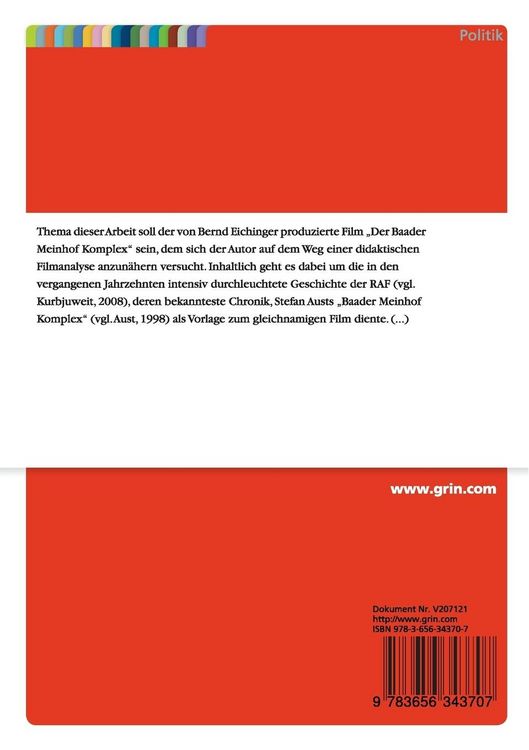 Produktbild: Didaktische Filmanalyse - "Der Baader Meinhof Komplex"