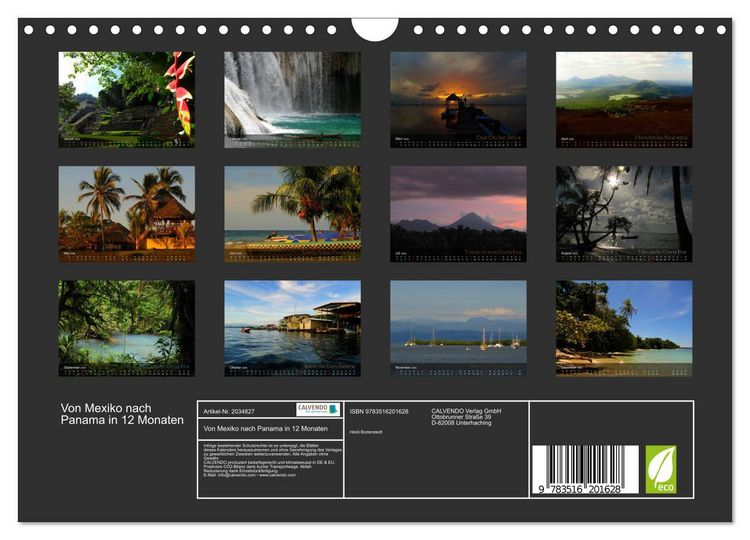 Produktbild: Von Mexiko nach Panama in 12 Monaten (Wandkalender 2026 DIN A4 quer), CALVENDO Monatskalender