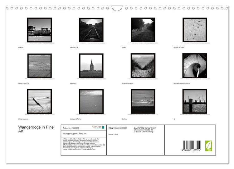 Produktbild: Wangerooge in Fine Art (Wandkalender 2026 DIN A3 quer), CALVENDO Monatskalender