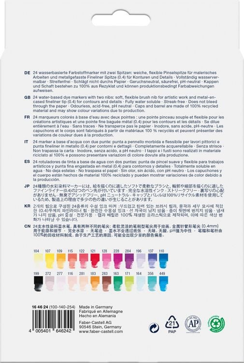 Produktbild: Faber-Castell Tuschestift Dual Marker Goldfaber Aqua, 24er Set
