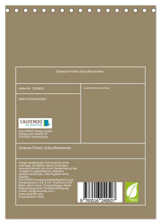 Produktbild: Science-Fiction Zukunftsvisionen (Tischkalender 2026 DIN A5 hoch), CALVENDO Monatskalender