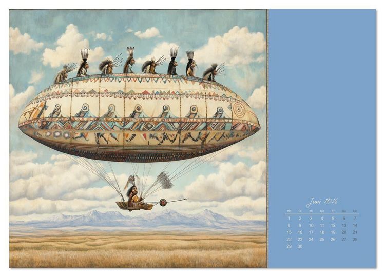 Produktbild: Mit KI durch die Epochen und L&uuml;fte (Wandkalender 2026 DIN A4 quer), CALVENDO Monatskalender