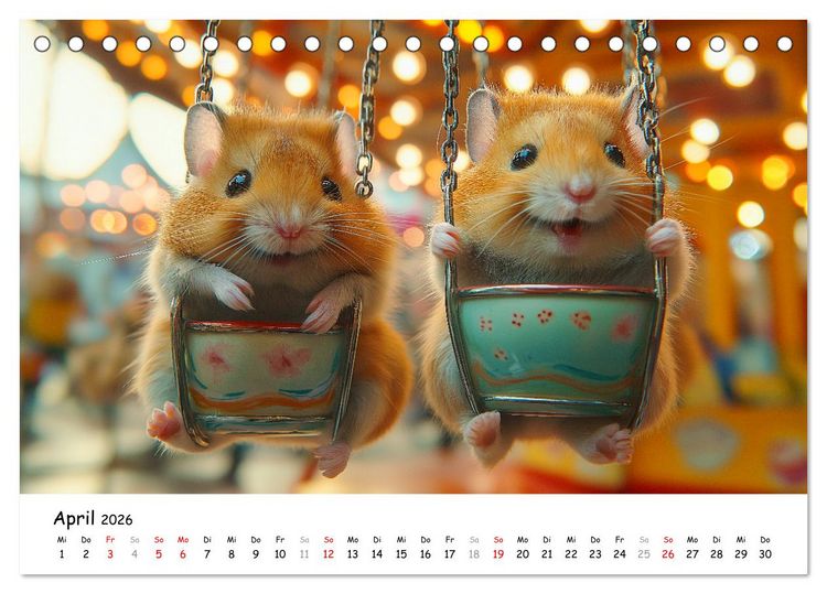 Produktbild: Hamster im Freizeitpark - Lustiger Kalender mit Jahrmarkt-Motiven (Tischkalender 2026 DIN A5 quer), CALVENDO Monatskalender