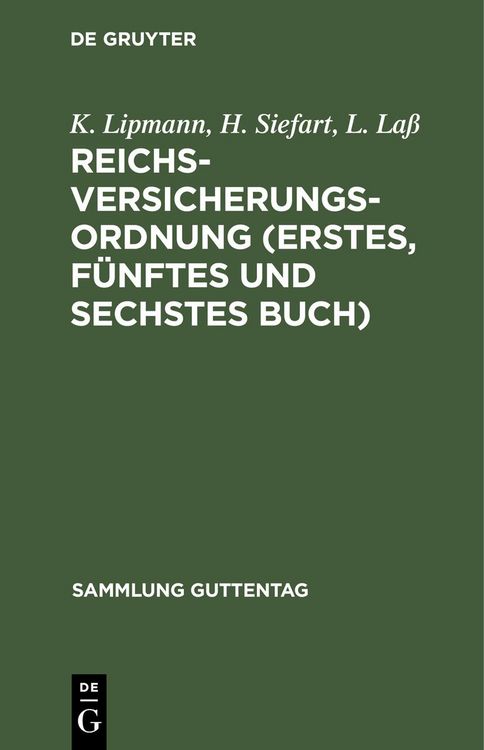 Produktbild: Reichsversicherungsordnung (Erstes, f&uuml;nftes und sechstes Buch)