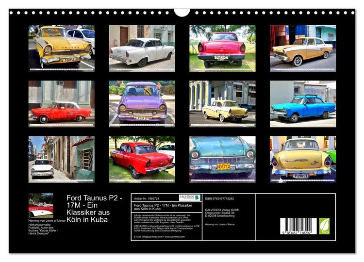 Produktbild: Ford Taunus P2 - 17M - Ein Klassiker aus K&ouml;ln in Kuba (Wandkalender 2026 DIN A3 quer), CALVENDO Monatskalender
