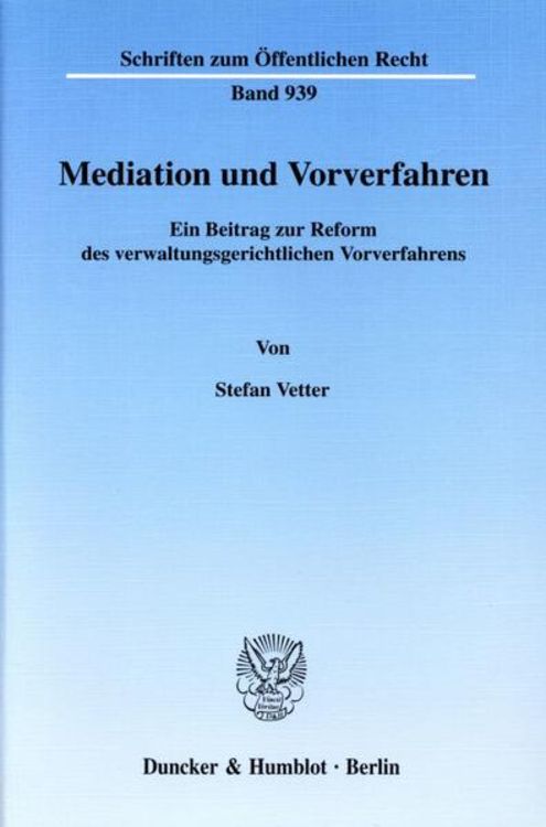 Produktbild: Mediation und Vorverfahren.