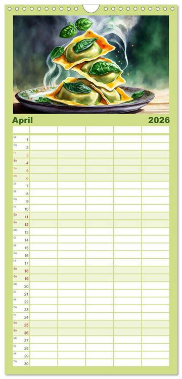 Produktbild: Familienplaner 2026 - Nudel Varianten mit 5 Spalten (Wandkalender, 21 x 45 cm) CALVENDO