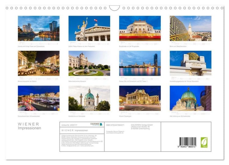 Produktbild: W I E N E R Impressionen (Wandkalender 2026 DIN A3 quer), CALVENDO Monatskalender