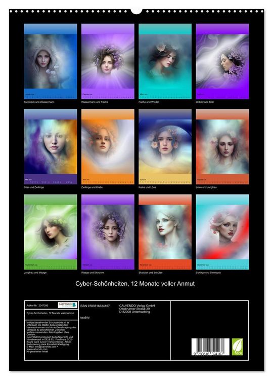 Produktbild: Cyber-Sch&ouml;nheiten, 12 Monate voller Anmut (hochwertiger Premium Wandkalender 2026 DIN A2 hoch), Kunstdruck in Hochglanz