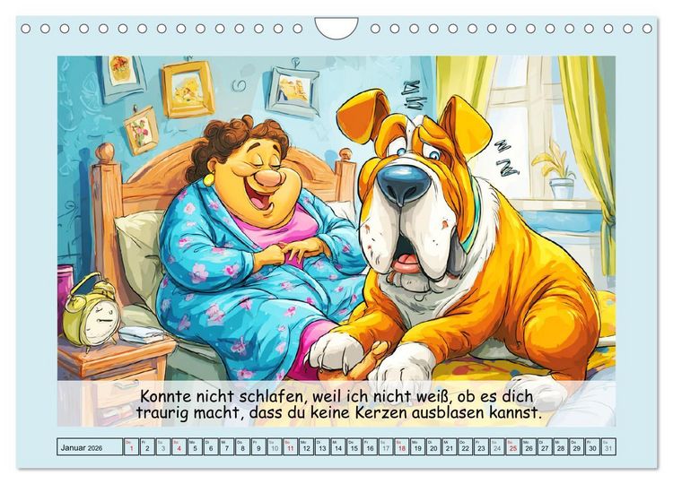 Produktbild: Frauchen und Hund. Witzige Cartoons vom t&auml;glichen Chaos (Wandkalender 2026 DIN A4 quer), CALVENDO Monatskalender
