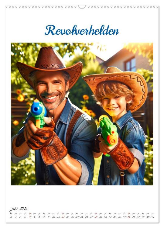 Produktbild: Wild-West Family - Yee-haw! K&uuml;nstliche Impressionen: Ein Jahr im Wilden Westen (Wandkalender 2026 DIN A2 hoch), CALVENDO Monatskalender