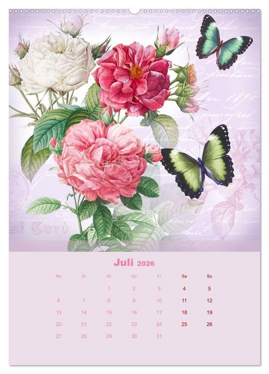Produktbild: Rosencollagen mit Rosen von Pierre-Joseph Redout&eacute; (Wandkalender 2026 DIN A2 hoch), CALVENDO Monatskalender