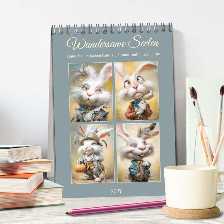 Produktbild: Wundersame Seelen. Kaninchen zwischen Fantasie, Humor und feiner Poesie (Tischkalender 2027 DIN A5 hoch), CALVENDO Monatskalender