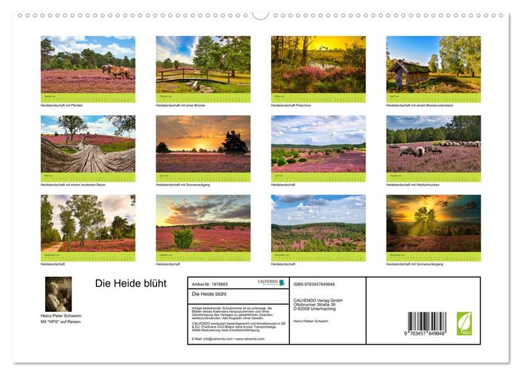 Produktbild: Die Heide bl&uuml;ht (hochwertiger Premium Wandkalender 2026 DIN A2 quer), Kunstdruck in Hochglanz