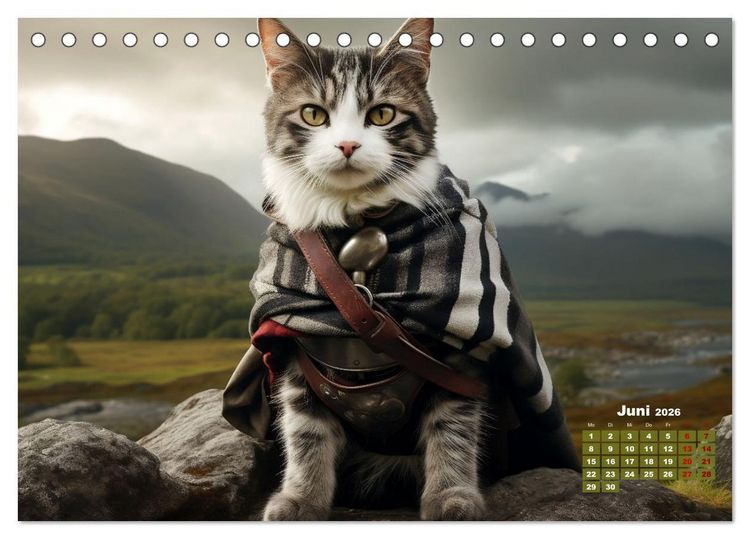 Produktbild: Schottische Katzenhelden (Tischkalender 2026 DIN A5 quer), CALVENDO Monatskalender