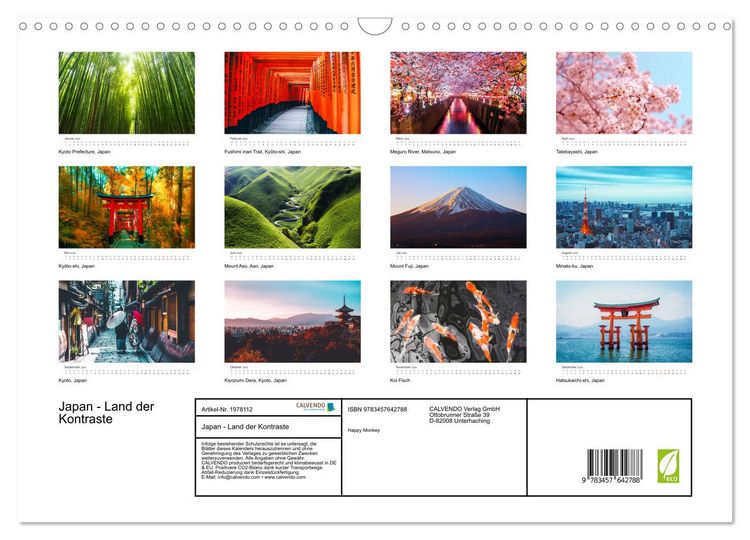 Produktbild: Japan - Land der Kontraste (Wandkalender 2026 DIN A3 quer), CALVENDO Monatskalender