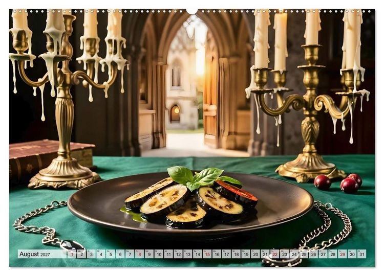 Produktbild: Schattenbankett - Gothic Fine Dining &ndash; 12 Men&uuml;s in dunkler Eleganz (hochwertiger Premium Wandkalender 2027 DIN A2 quer), Kunstdruck in Hochglanz
