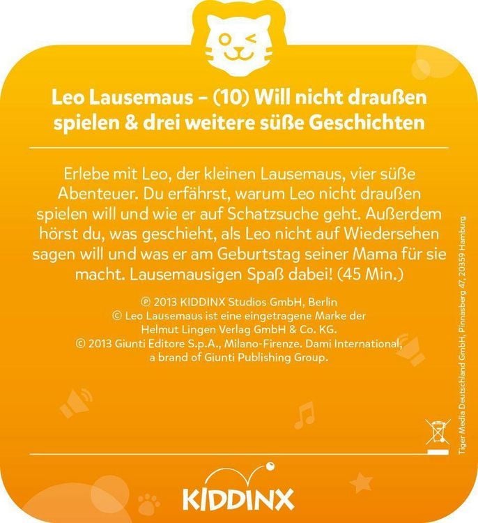 Produktbild: tigercard - Leo Lausemaus - Folge 10: Will nicht drau&szlig;en spielen und 3 weitere s&uuml;&szlig;e Geschichten