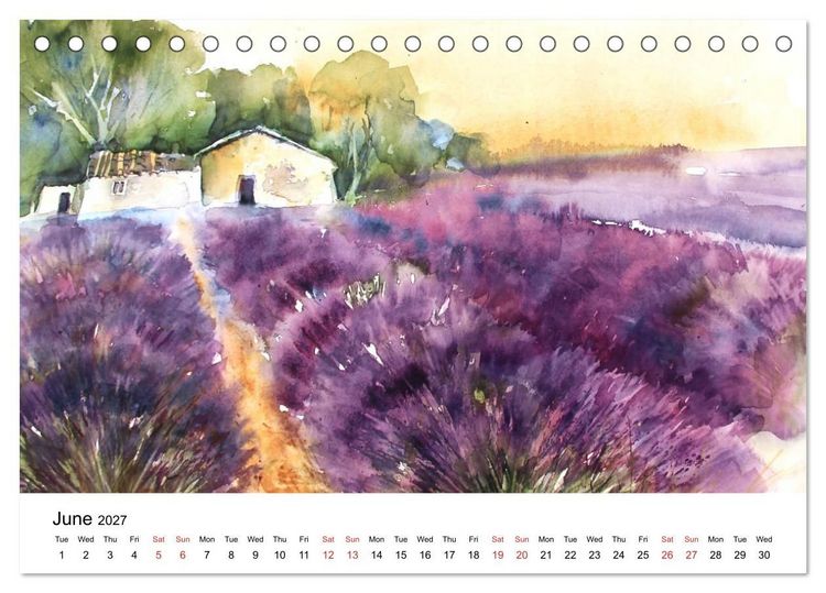 Produktbild: WATERCOLOR IMPRESSIONS (Desk Calendar 2027 DIN A5 landscape), CALVENDO 12 Month DeskCalendar
