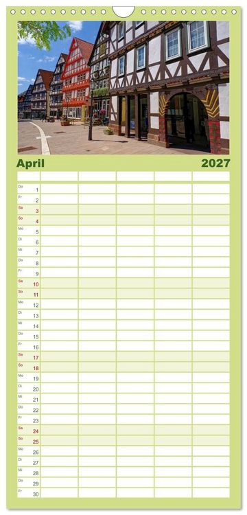 Produktbild: Familienplaner 2027 - Hofgeismar - Dornr&ouml;schenstadt und Fachwerkh&auml;user mit 5 Spalten (Wandkalender, 21 x 45 cm) CALVENDO