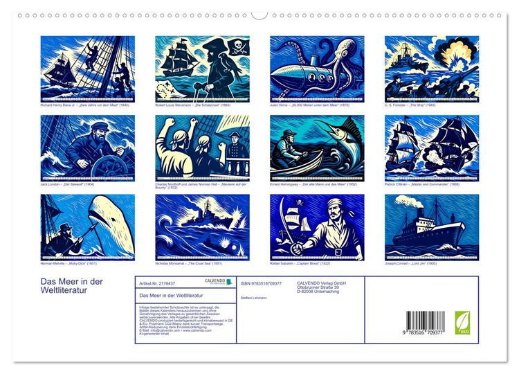Produktbild: Das Meer in der Weltliteratur (hochwertiger Premium Wandkalender 2026 DIN A2 quer), Kunstdruck in Hochglanz