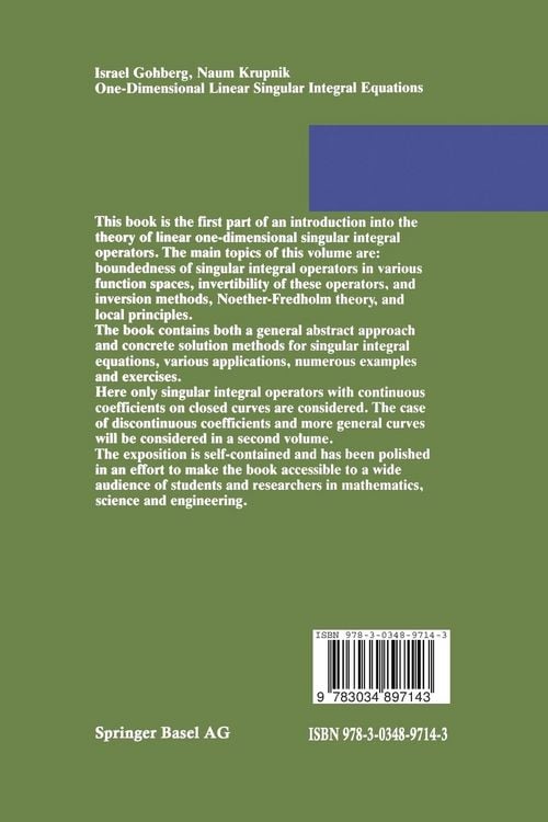 Produktbild: One-Dimensional Linear Singular Integral Equations