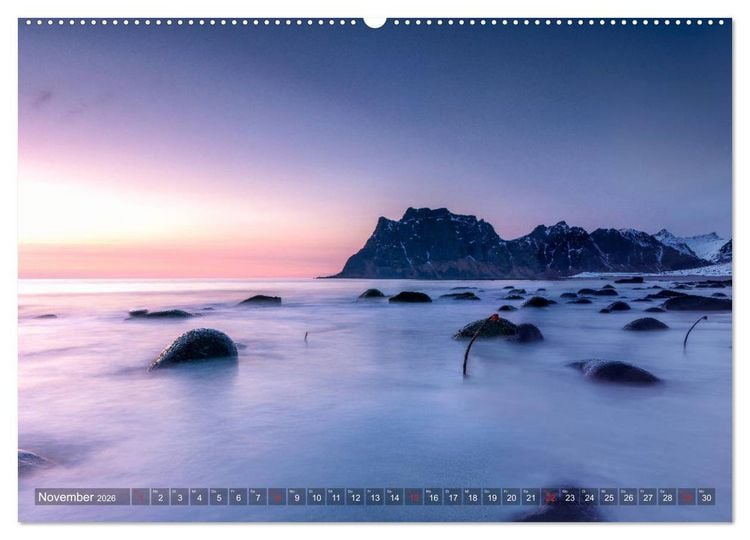 Produktbild: Lofoten - From Dusk Till Dawn (hochwertiger Premium Wandkalender 2026 DIN A2 quer), Kunstdruck in Hochglanz