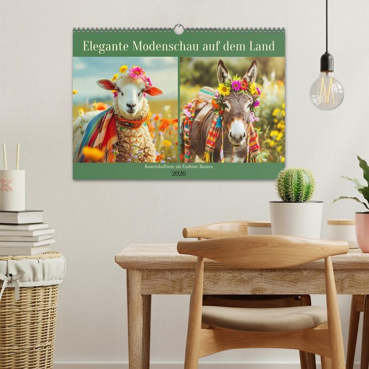 Produktbild: Elegante Modenschau auf dem Land. Bauernhoftiere als Fashion-Ikonen (Wandkalender 2026 DIN A3 quer), CALVENDO Monatskalender