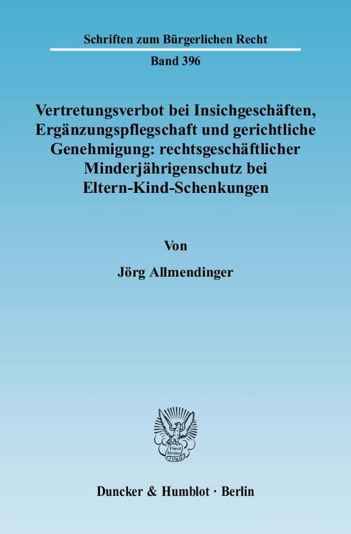 Produktbild: Allmendinger, J: Vertretungsverbot bei Insichgesch&auml;ften