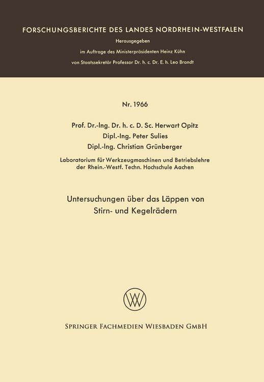Produktbild: Untersuchungen &uuml;ber das L&auml;ppen von Stirn- und Kegelr&auml;dern